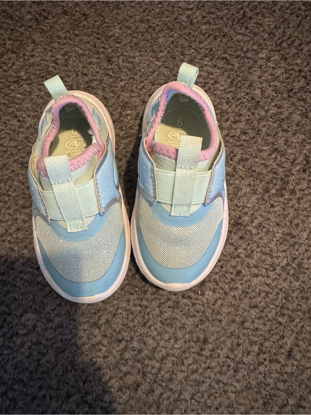 Kids Slip-On Athletic Sneakers in Light Blue and Purple